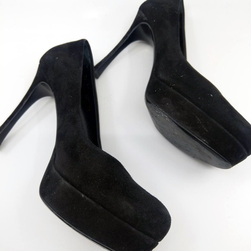 YSL YVES SAINT LAURENT BLACK SUEDE GISELE PUMPS EU SIZE 37 US 7
